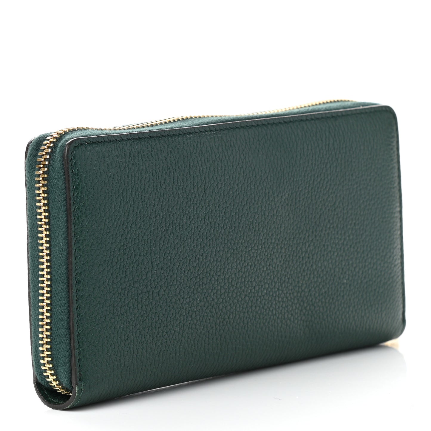 Grainy Calfskin Zumi Zip Around Wallet Vintage Green