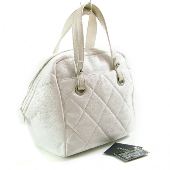 Chanel Leather Square Stitched Bowler White 3 of 10