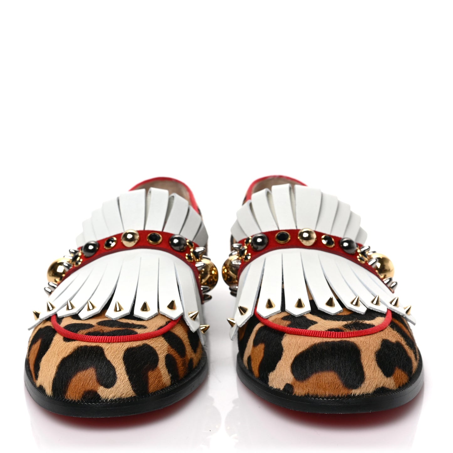Pony Hair Leopard Print Octavian Bolla Flat Loafer 36.5 Brown White Multicolor