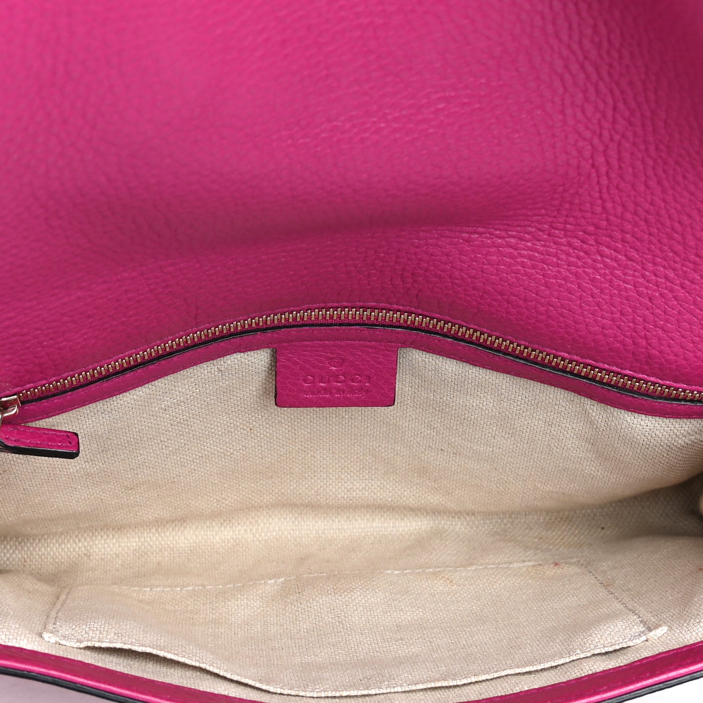 Pebbled Calfskin Medium Soho Clutch Fuchsia