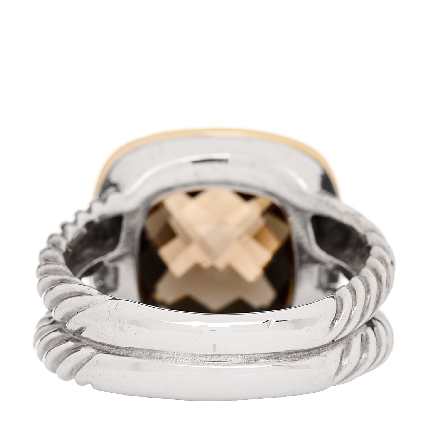 Sterling Silver 18K Yellow Gold Diamond Smoky Quartz 11mm Albion Ring 54 7