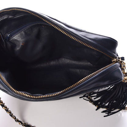 Chanel Lambskin Quilted Tassel Camera Case Navy 5 of 14