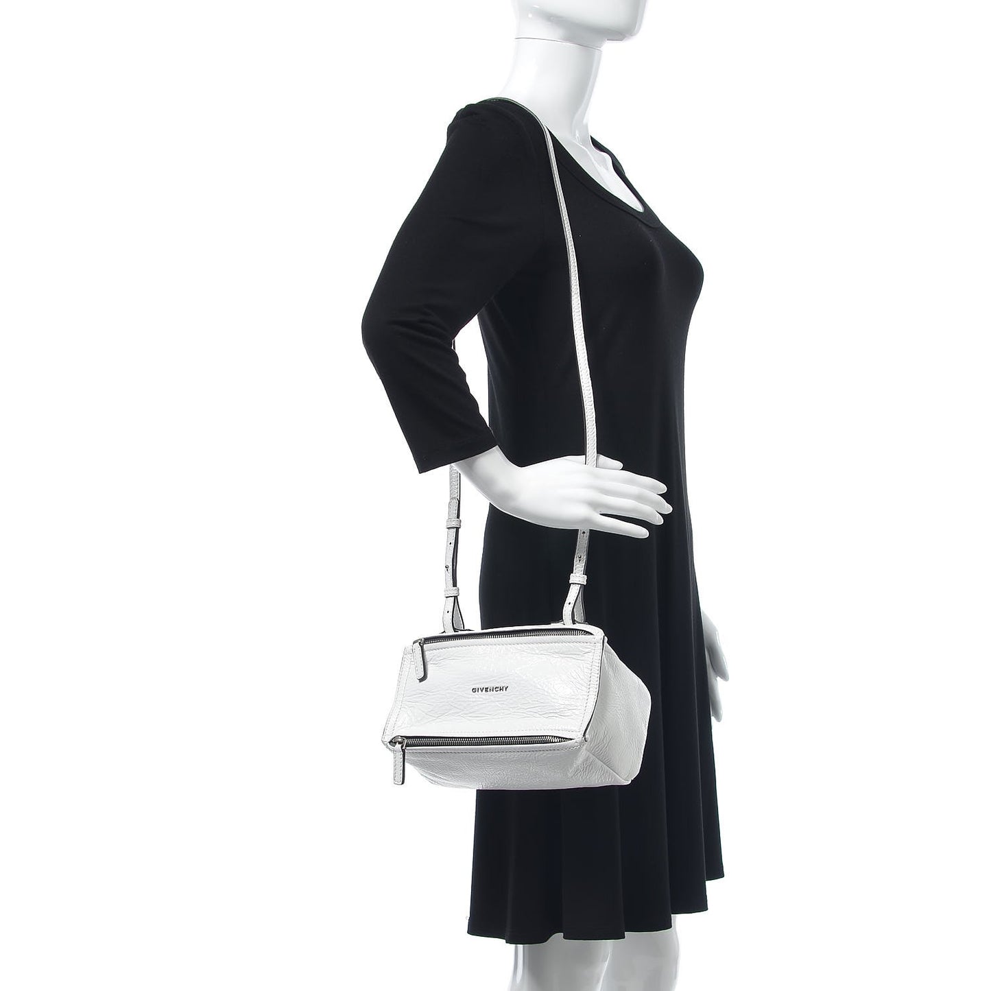 Crinkled Patent Deerskin Mini Pandora White