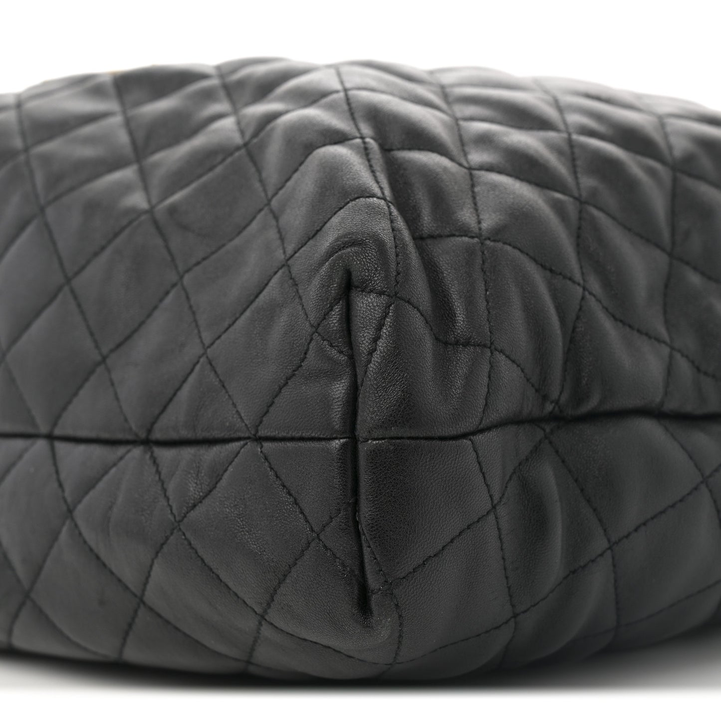 Lambskin Quilted Maxi Icare Shopping Tote Black