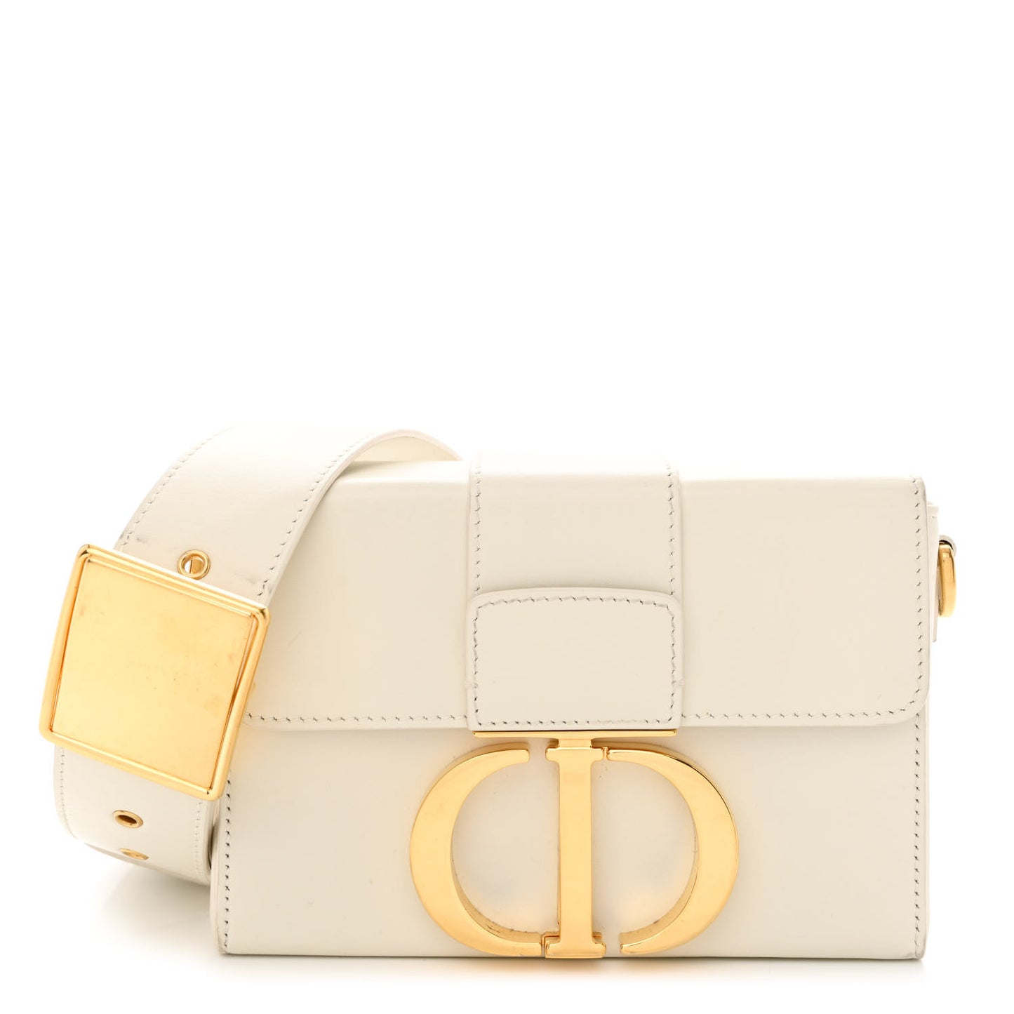 Smooth Calfskin 30 Montaigne Box Bag White