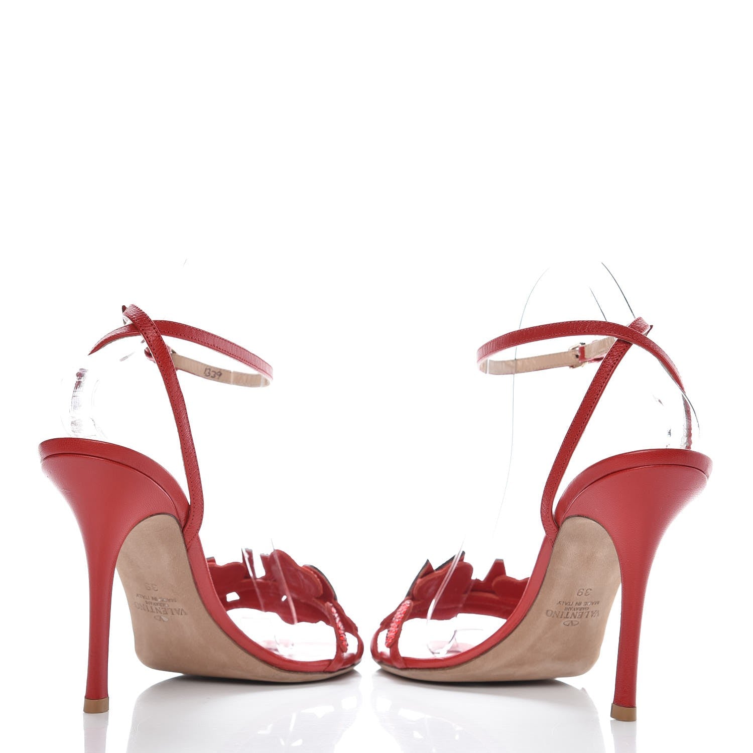 Valentino Garavani Nappa Crystal Embellished L'Amour Sandals 39 Red 6 of 12