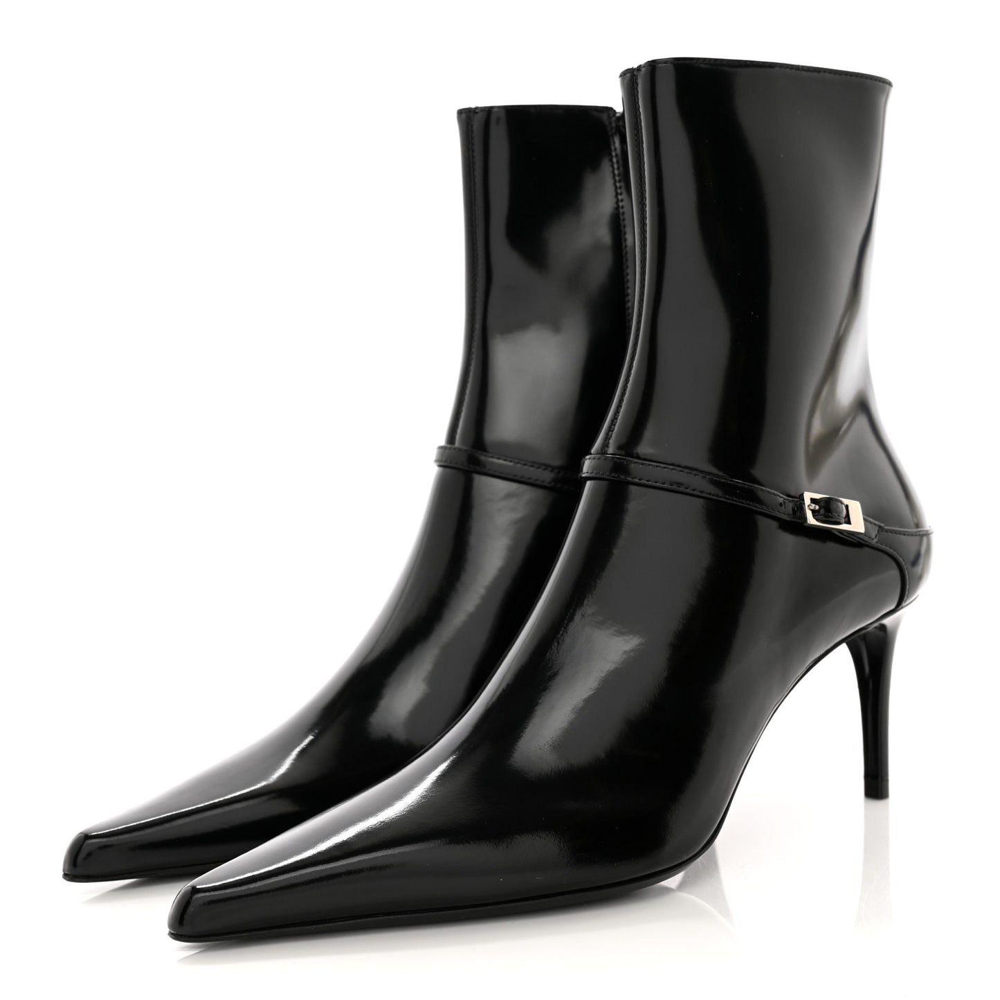 Patent Vendome Buckle Ankle Booties 36 Black