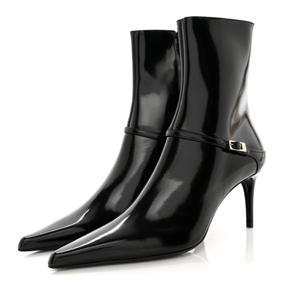 Saint Laurent Patent Vendome Buckle Ankle Booties 36 Black 3 of 9