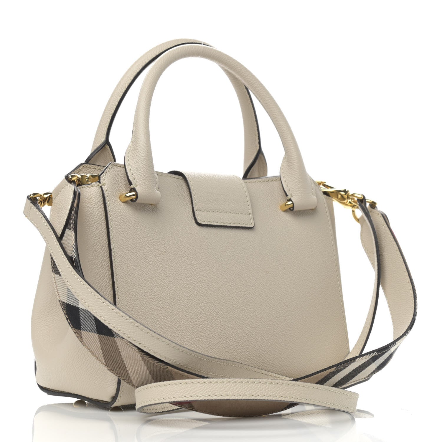 Burberry Soft Grain Calfskin Small Buckle Tote Limestone 3 of 12