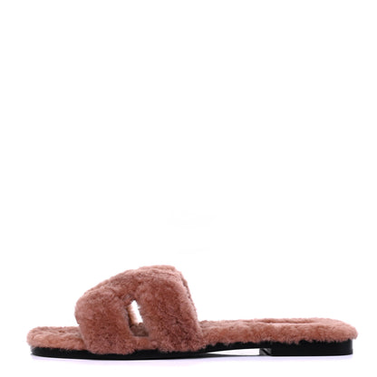 Hermes Woolskin Oran Sandals 39.5 Rose Aube 1 of 8