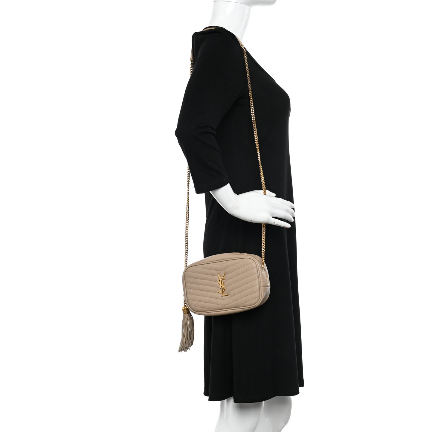 Grain De Poudre Matelasse Monogram Mini Lou Camera Bag Dark Beige