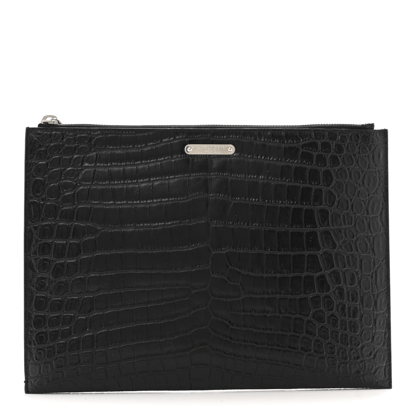 Calfskin Crocodile Embossed Document Holder Black