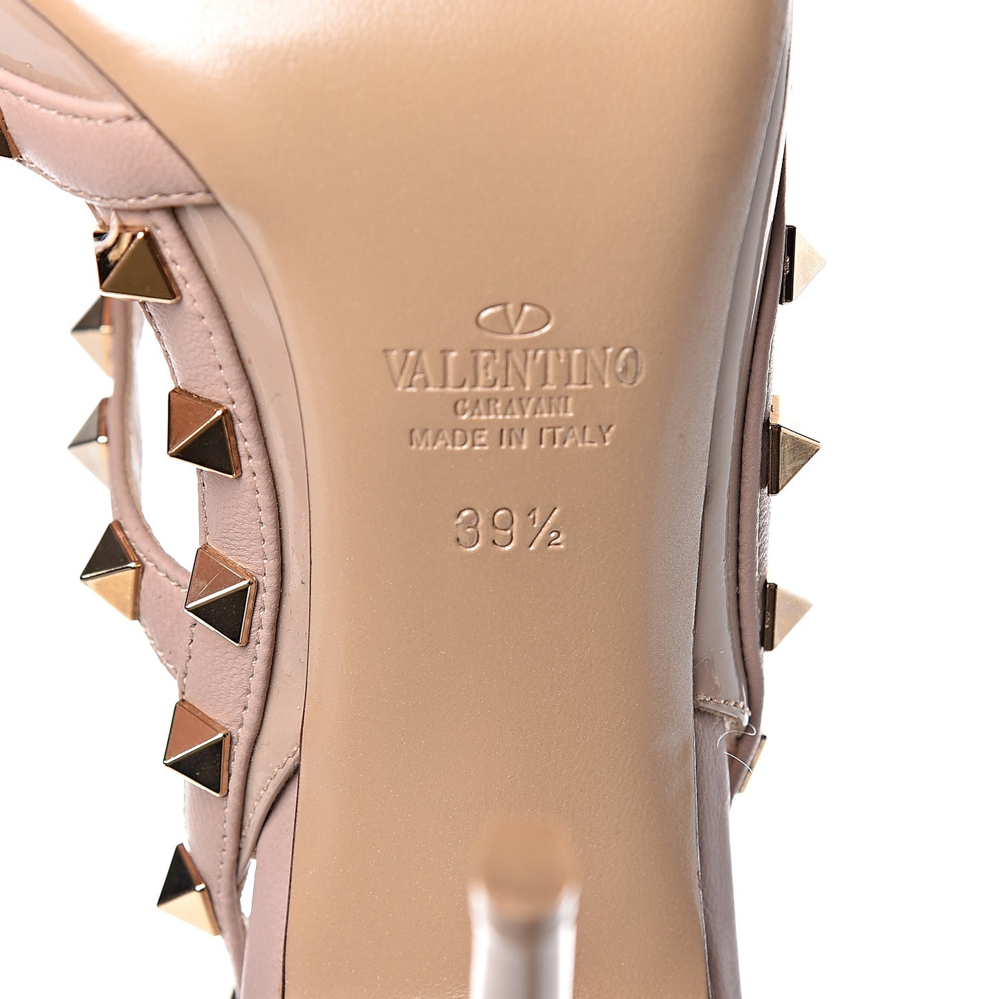 Patent Nappa Rockstud Ankle Strap 100mm Pumps 39.5 Poudre