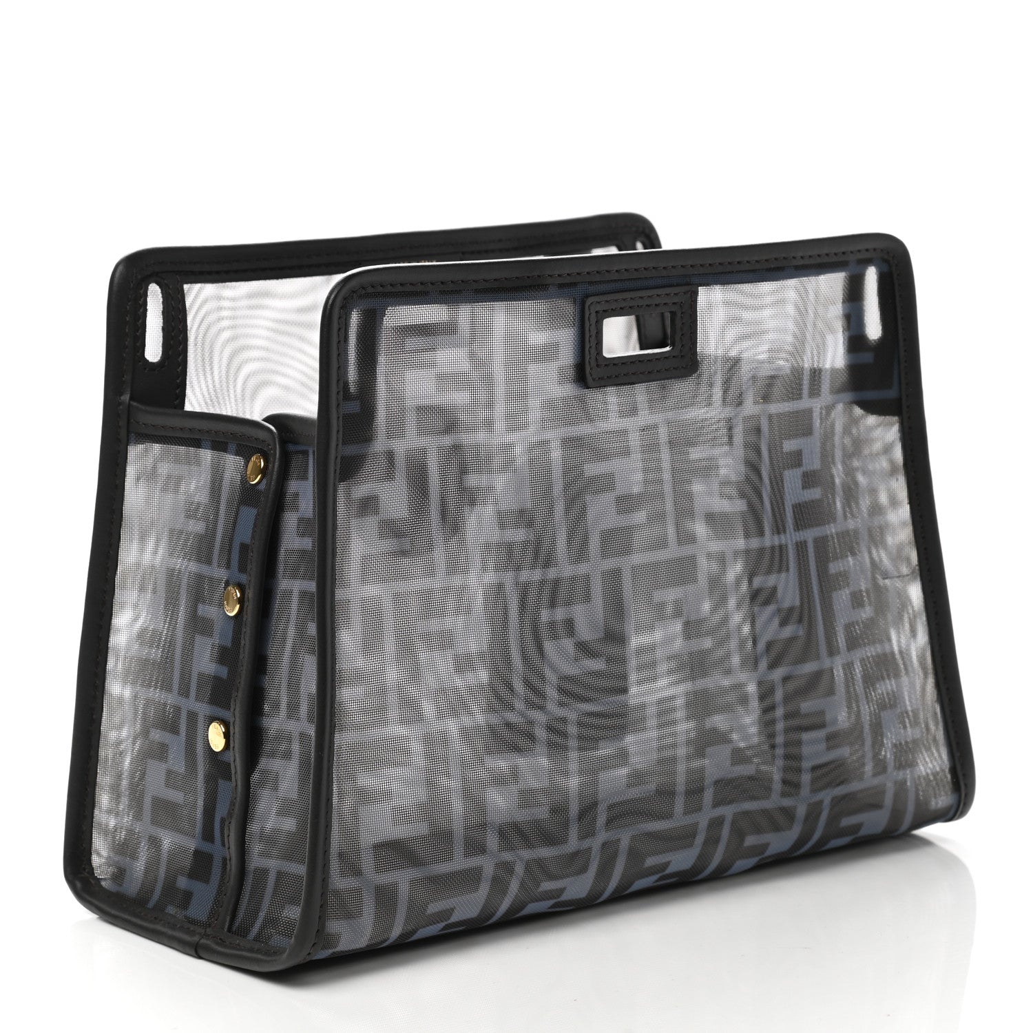 Fendi Mesh Vitello Century FF 1974 Mini Peekaboo Defender Cover Azzurro Black Ebano 3 of 7