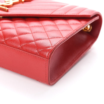 Saint Laurent Grain De Poudre Textured Mixed Matelasse Triquilt Medium Monogram Satchel New Red 8 of 8