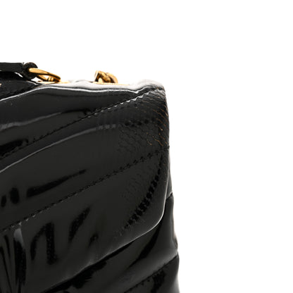 Saint Laurent Patent Y Quilted Monogram Small Loulou Chain Satchel Black 16 of 19