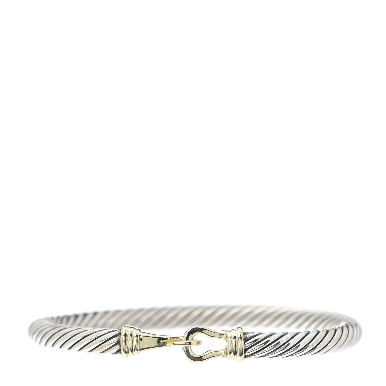 David Yurman Sterling Silver 14K Yellow Gold 5mm Cable Classic Buckle Bracelet 1 of 5