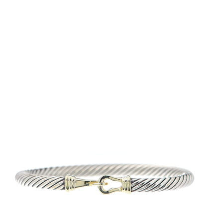 David Yurman Sterling Silver 14K Yellow Gold 5mm Cable Classic Buckle Bracelet 1 of 5