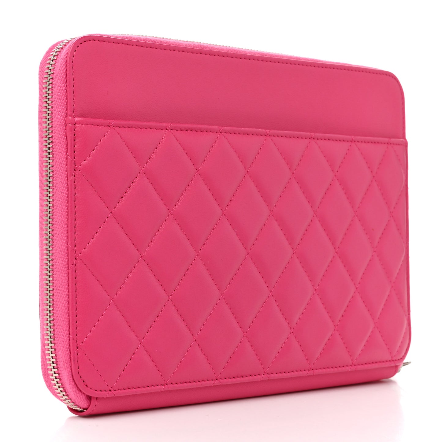 Lambskin Quilted Large Zip Around Organizer Wallet Pink