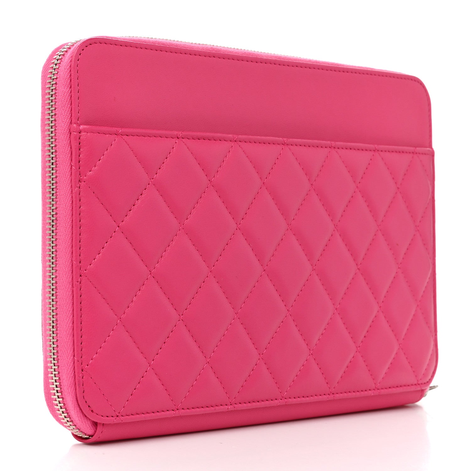 Chanel Lambskin Quilted Large Zip Around Organizer Wallet Pink 3 of 8