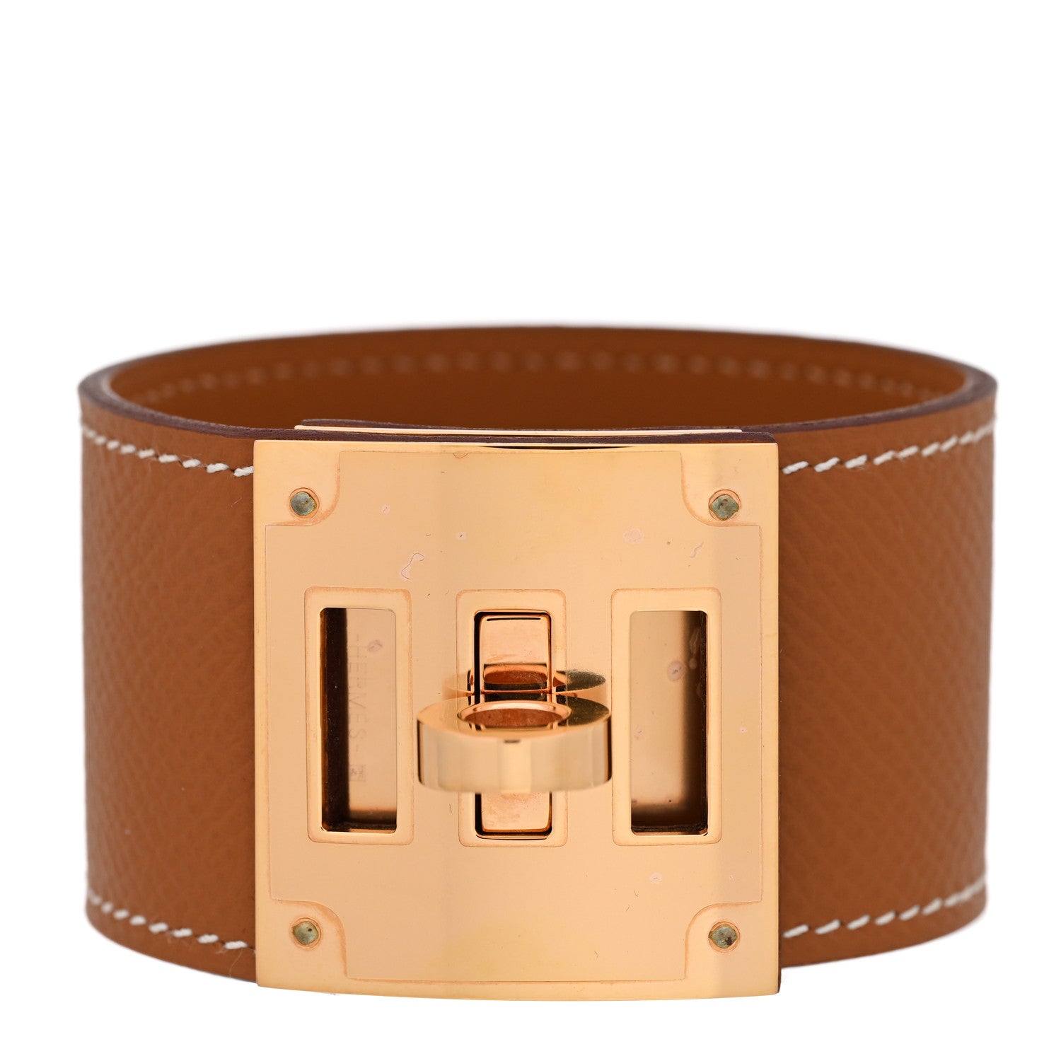Hermes Epsom Kelly Dog Bracelet T3 Gold 1 of 8