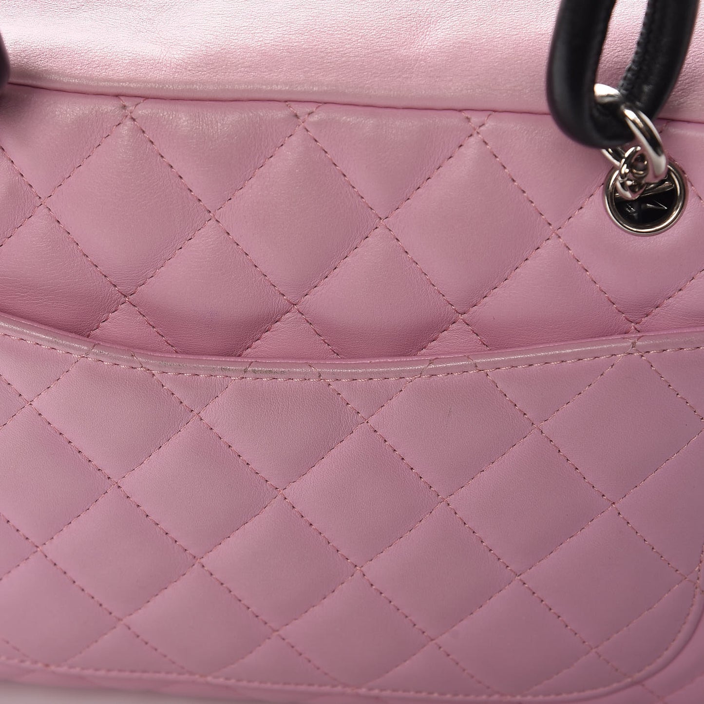 Calfskin Quilted Large Cambon Bowler Pink Black