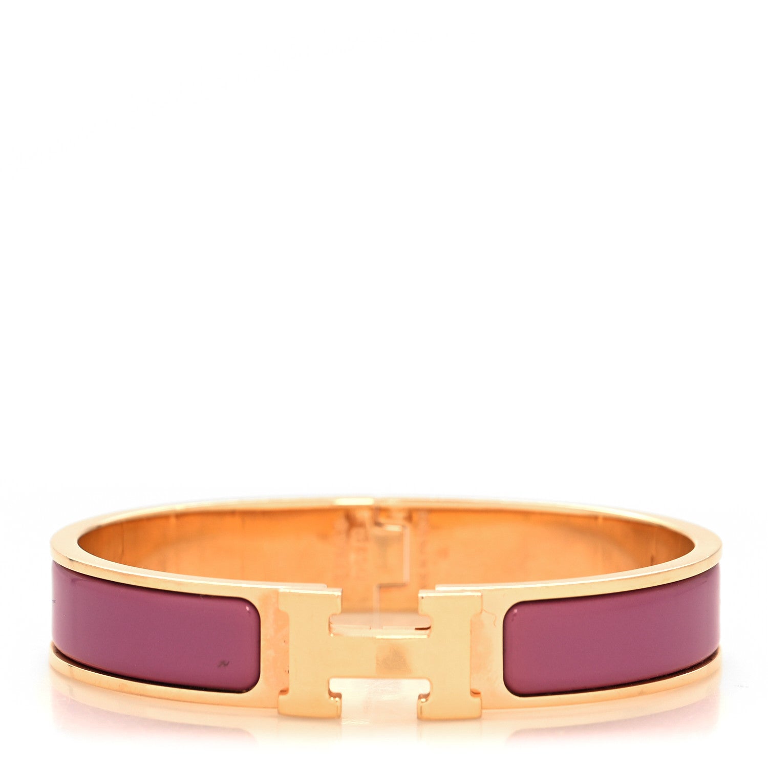 Hermes Enamel Narrow Clic Clac H Bracelet PM Rose Velours 1 of 5