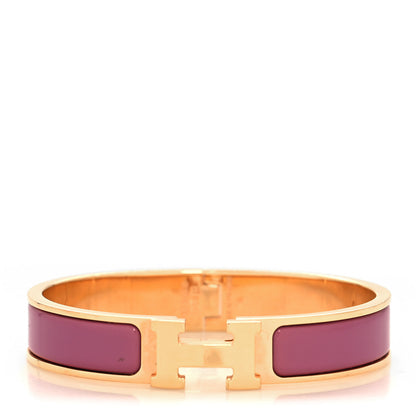 Hermes Enamel Narrow Clic Clac H Bracelet PM Rose Velours 1 of 5