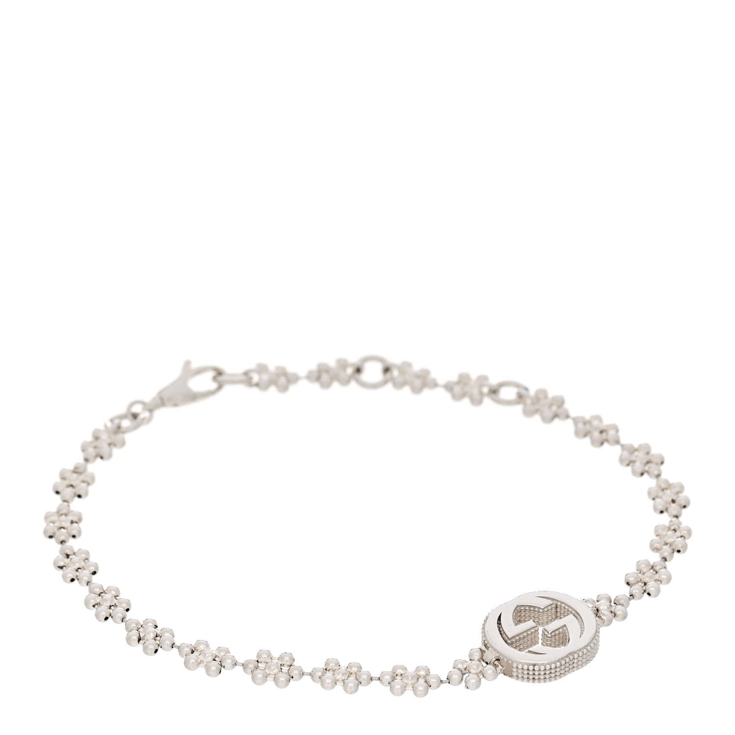 Gucci Sterling Silver Interlocking GG Beaded Flower Bracelet 1 of 3