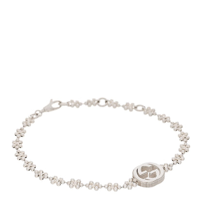 Gucci Sterling Silver Interlocking GG Beaded Flower Bracelet 1 of 3