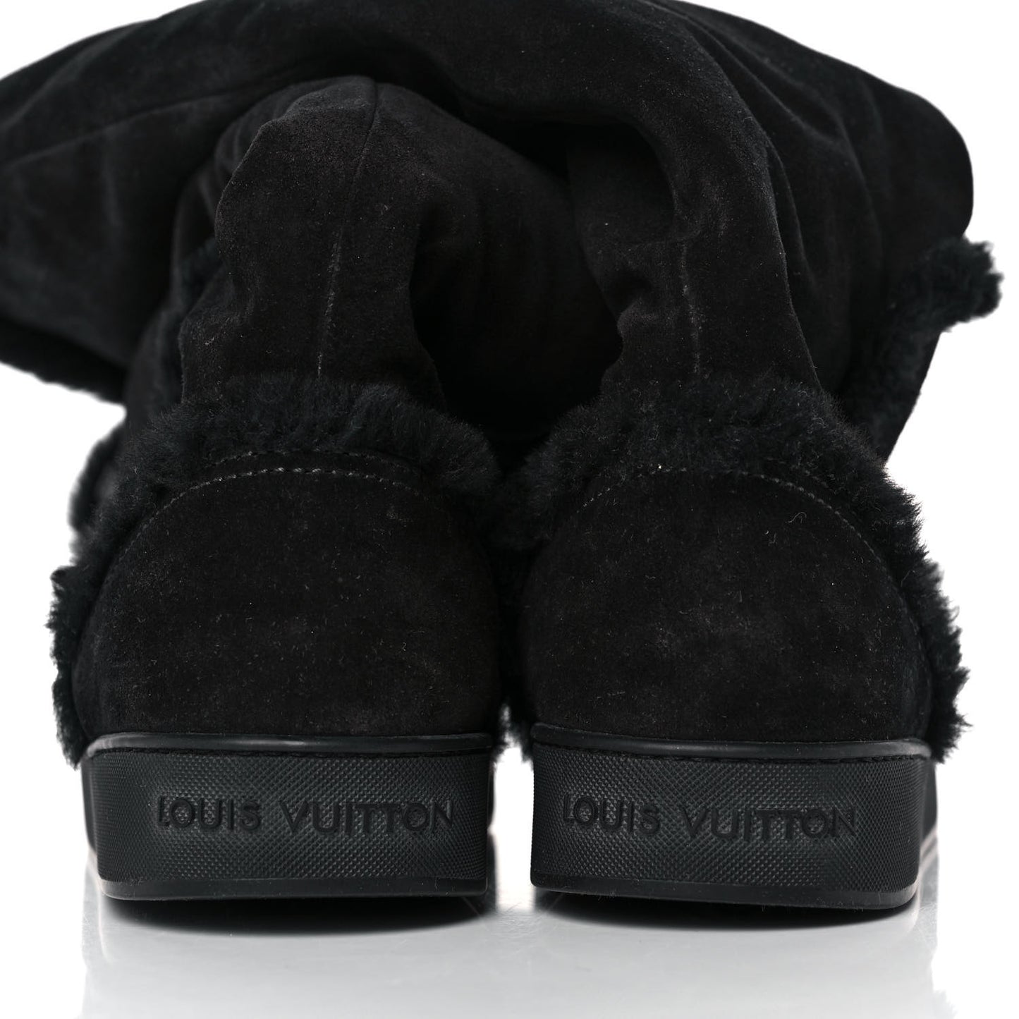 Suede Fur Tall Boots 37 Black