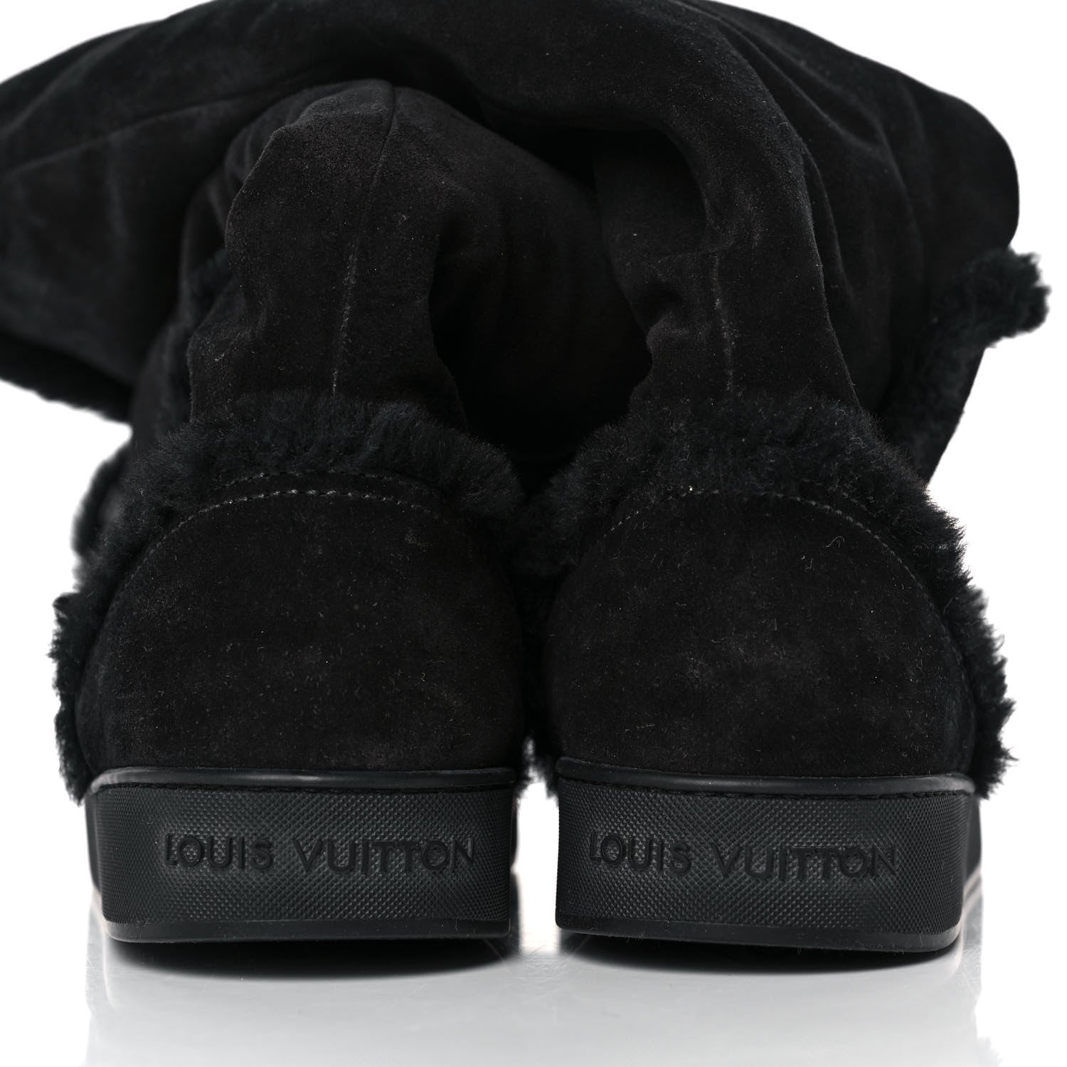 Louis Vuitton Suede Fur Tall Boots 37 Black 9 of 9