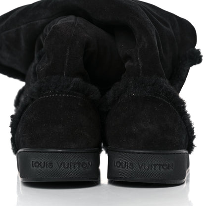 Louis Vuitton Suede Fur Tall Boots 37 Black 9 of 9