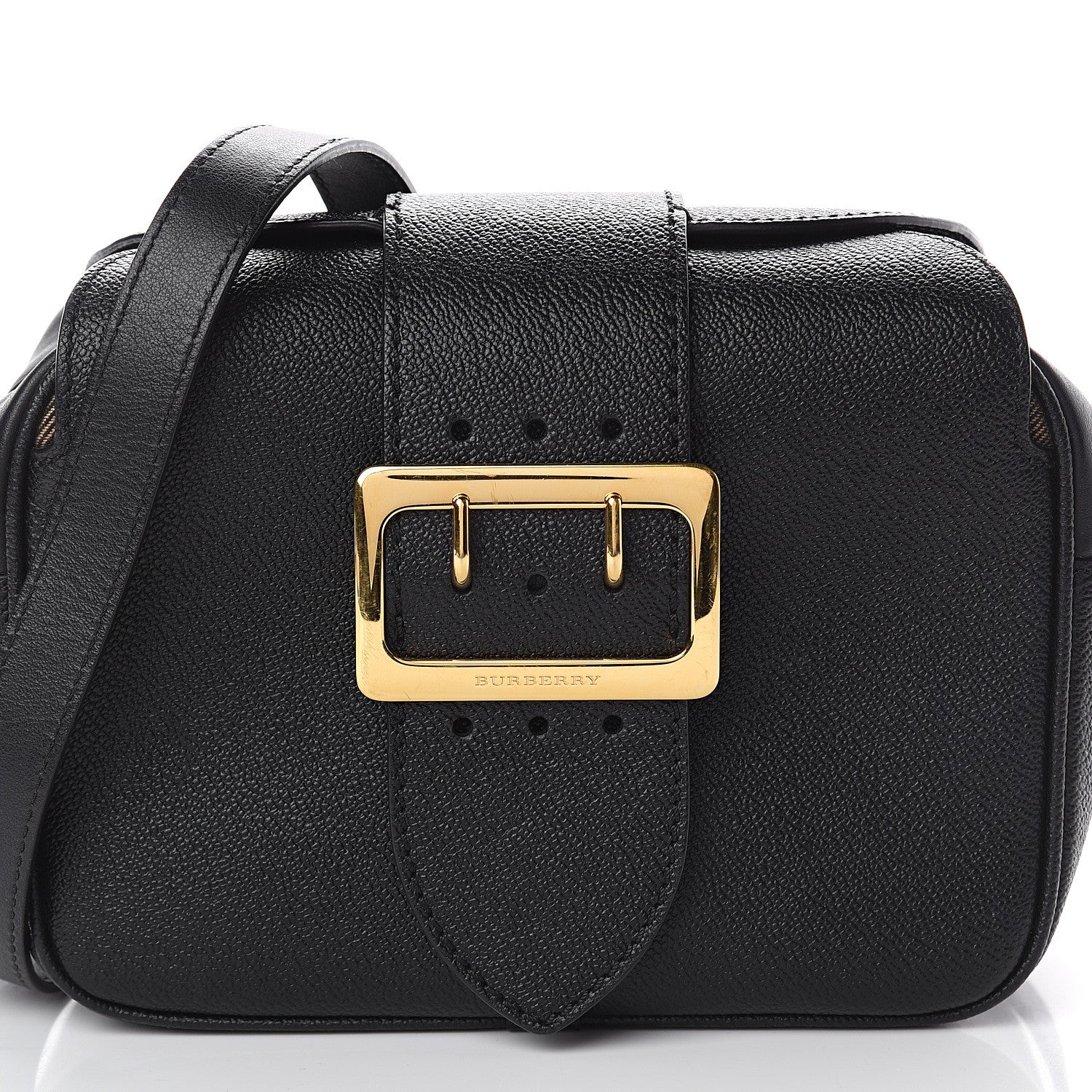 Burberry Soft Grain Calfskin Small Buckle Zip Bag Black 6 of 8
