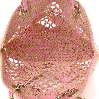 Chanel Raffia Effect Braided Small Shopping Bag Beige Pink 6 of 12