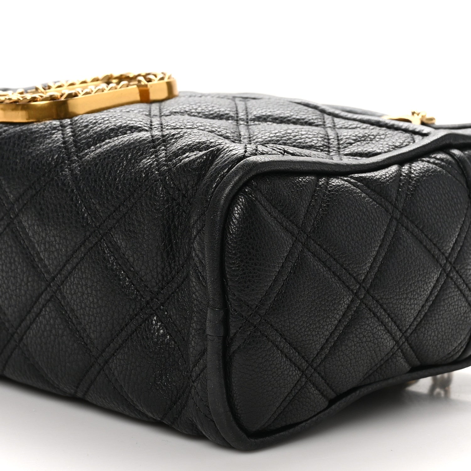 Marc Jacobs Grained Calfskin Quilted Double Stitched The Status Shoulder Bag Black 8 of 9