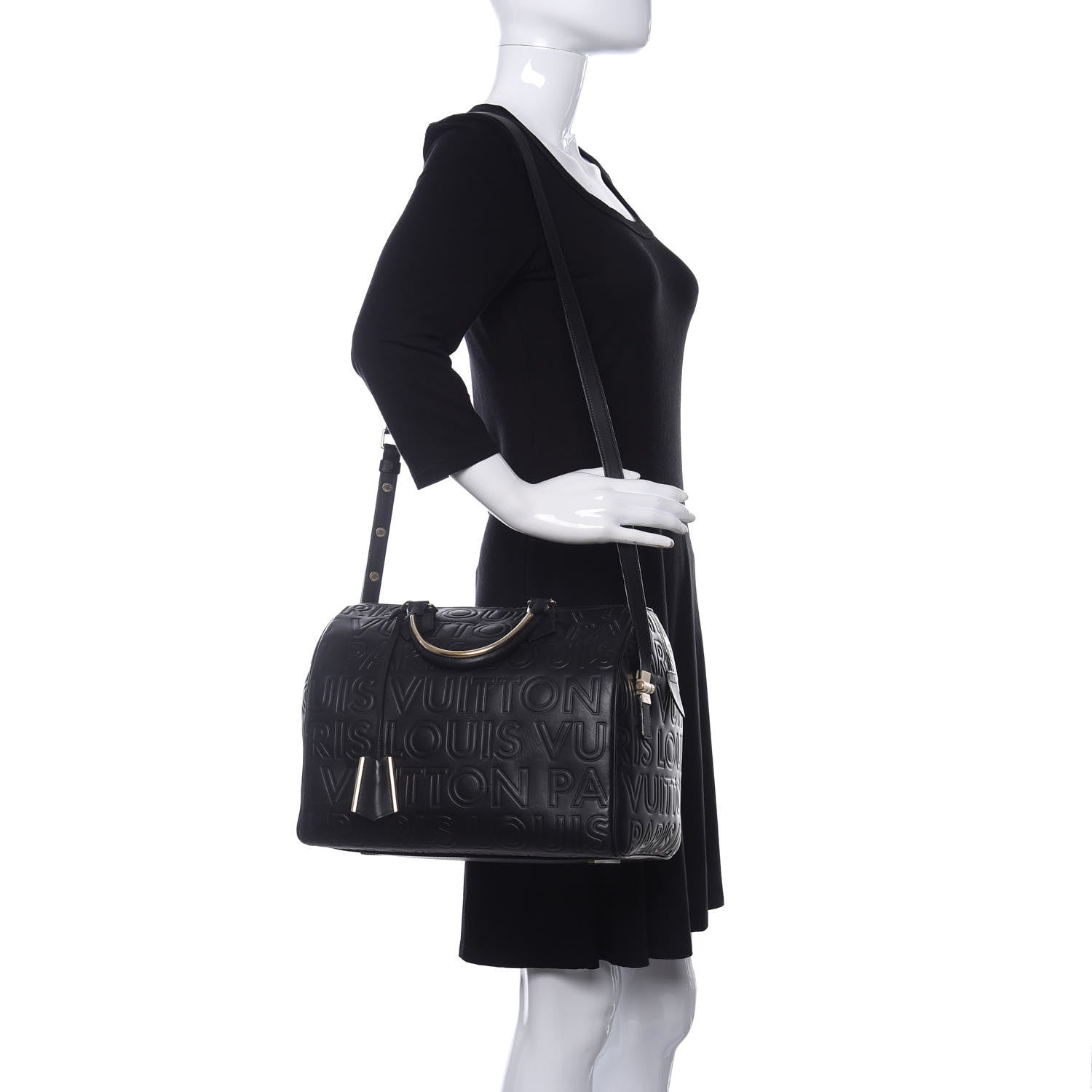 Louis Vuitton Calfskin Embossed Speedy Cube 30 Black 2 of 10