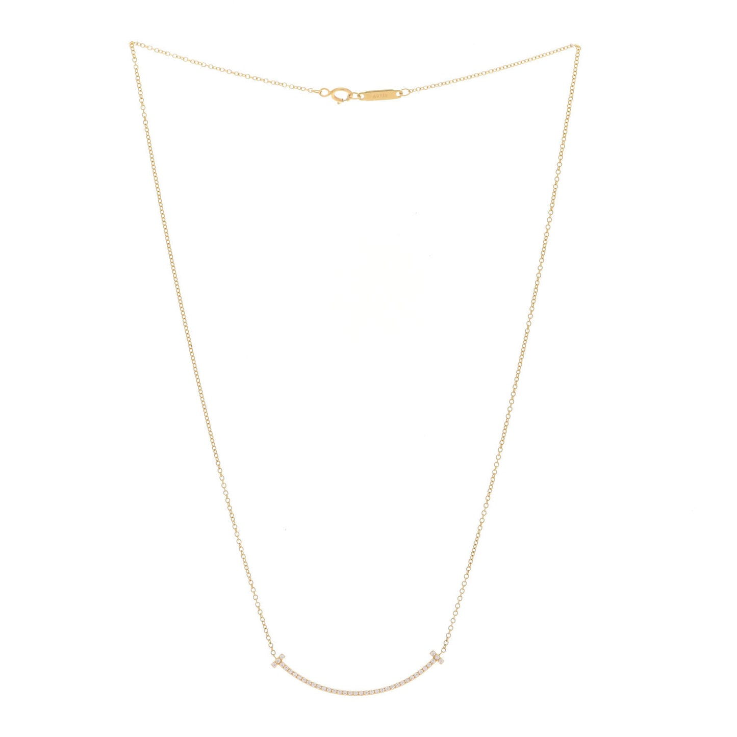 18K Yellow Gold Diamond Small T Smile Pendant Necklace