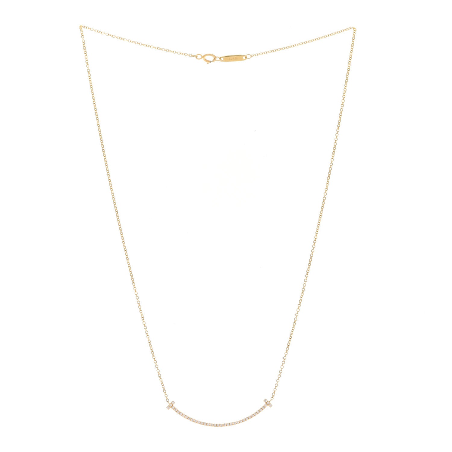 Tiffany 18K Yellow Gold Diamond Small T Smile Pendant Necklace 3 of 7