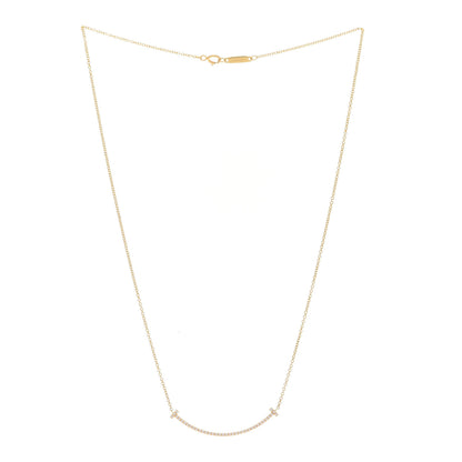 Tiffany 18K Yellow Gold Diamond Small T Smile Pendant Necklace 3 of 7