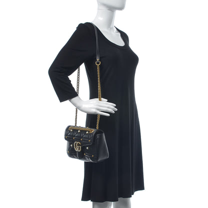 Gucci Calfskin Matelasse Studded Small Pearly GG Marmont Shoulder Bag Black 2 of 7