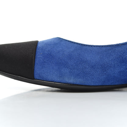 Chanel Suede Satin Cap Toe Gabrielle Ballerina Flats 36.5 Royal Blue Black 17 of 23