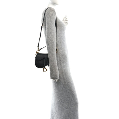 Christian Dior Grained Calfskin Mini Saddle Bag With Strap Black 2 of 10