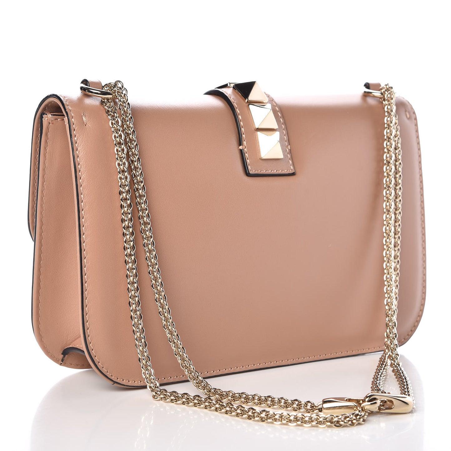 Vitello Medium Glam Lock Rockstud Flap Soft Noisette