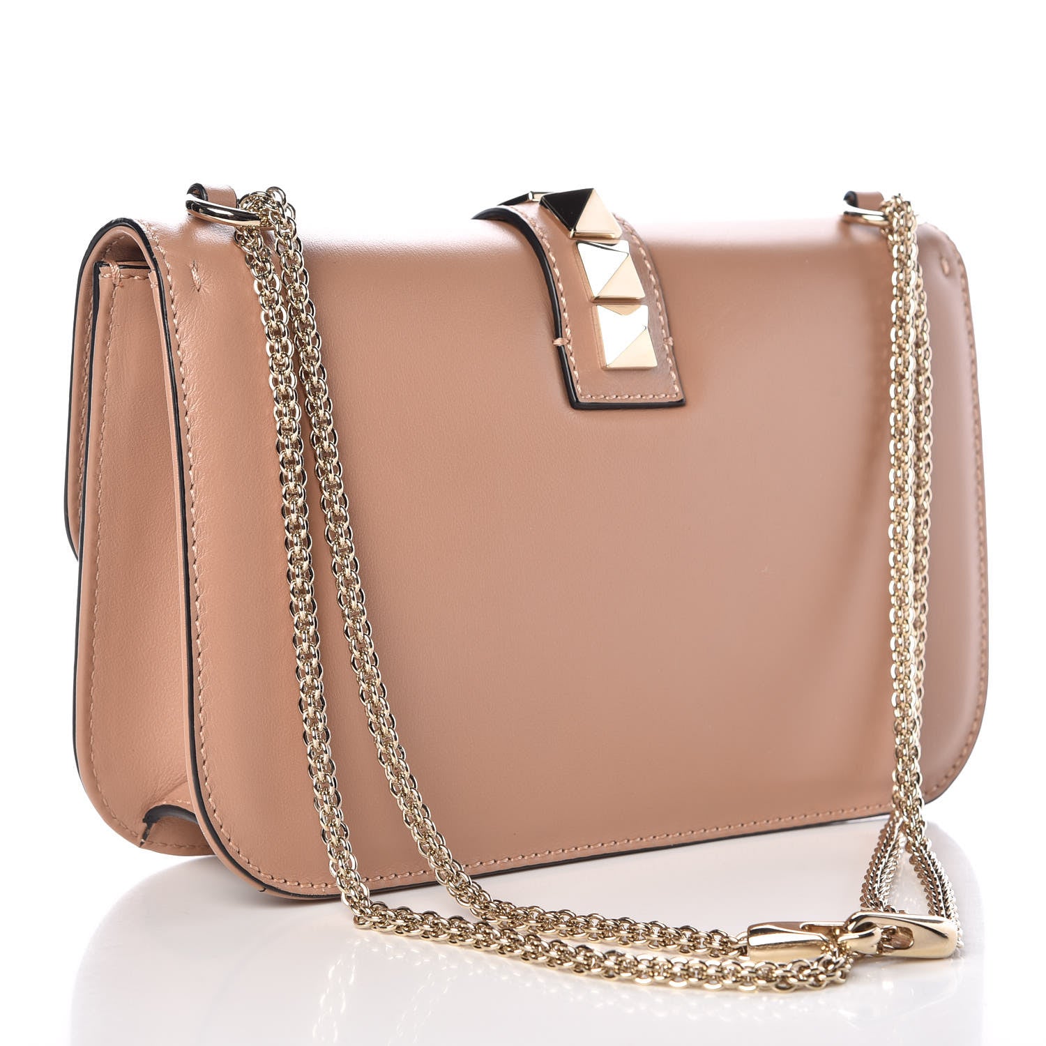 Valentino Garavani Vitello Medium Glam Lock Rockstud Flap Soft Noisette 3 of 8
