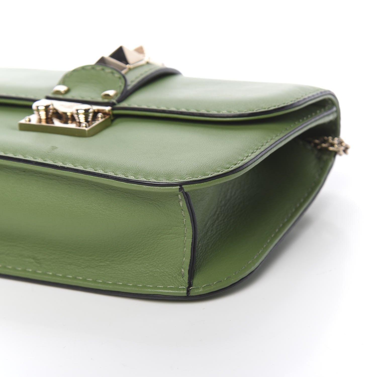 Valentino Garavani Vitello Small Glam Lock Rockstud Flap Green 8 of 10
