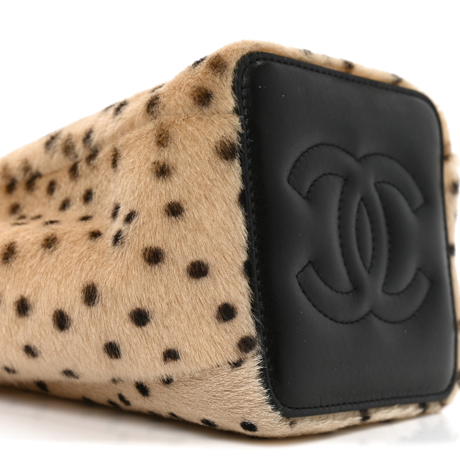 Chanel Pony Hair Cheetah Printed CC Chain Bucket Bag Light Beige Black 9 of 10