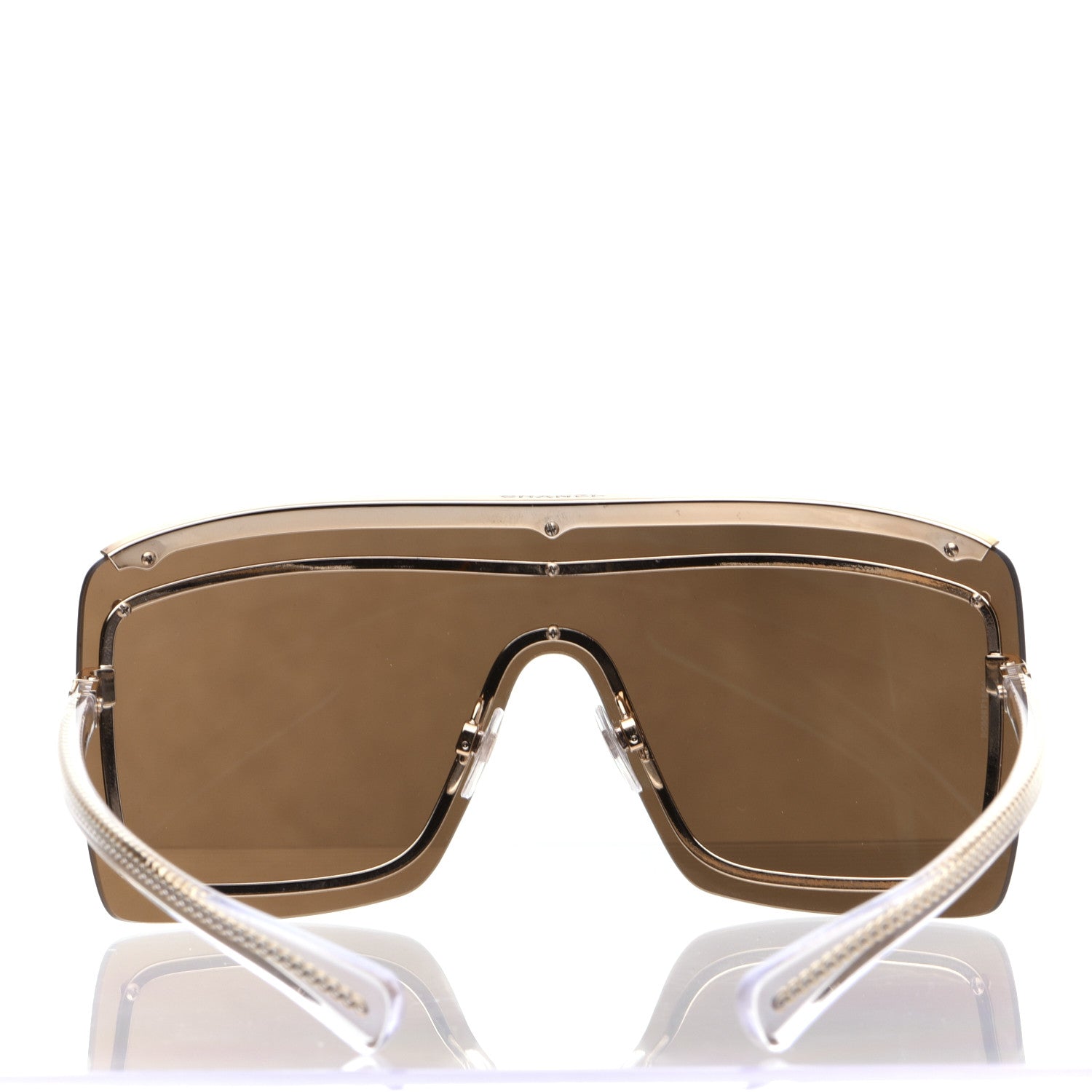 Chanel Rimless Shield Chain Sunglasses 71261 Brown Gold 8 of 11