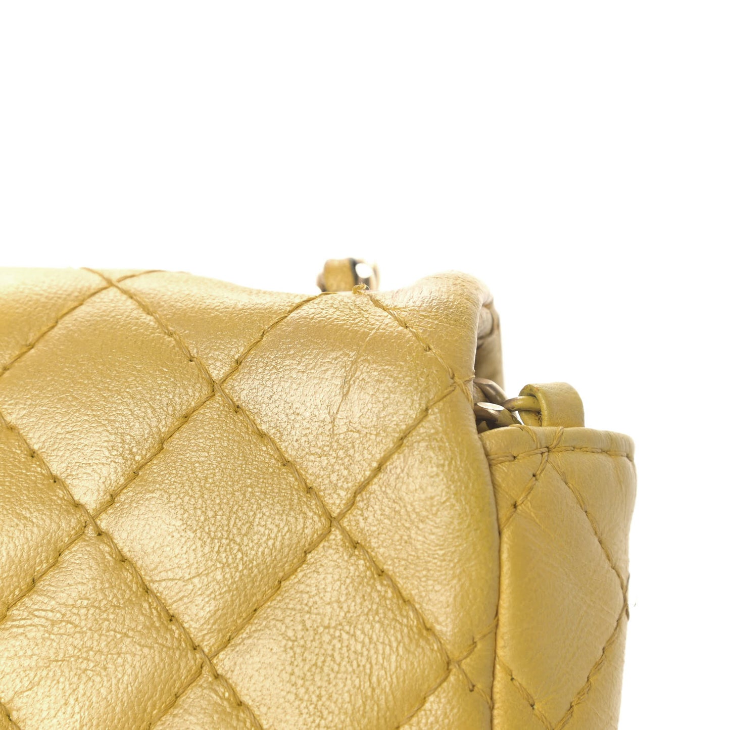 Iridescent Lambskin Quilted Extra Mini Precious Jewel Flap Yellow