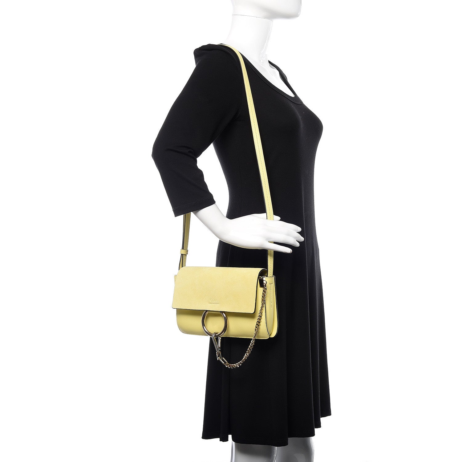 Chloe Suede Calfskin Small Faye Shoulder Bag Lemonade 2 of 11